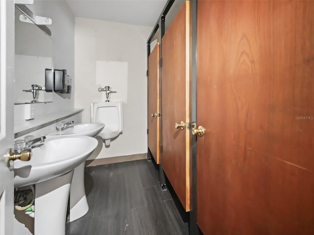 bathroom featuring sink and hardwood / wood-style floors