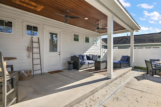 view of patio / terrace featuring ceiling fan