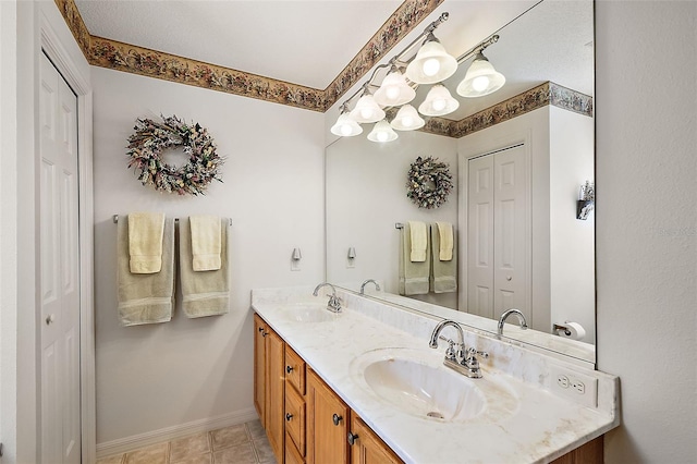 bathroom featuring vanity and tile patterned floors