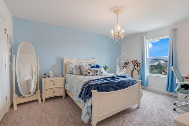 410 Cheeota Ct, Minneola, FL 34715 - bedroom featuring light carpet and a chandelier