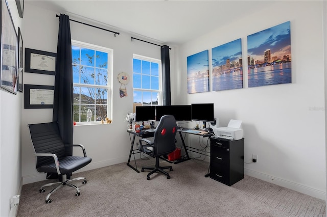 view of carpeted home office