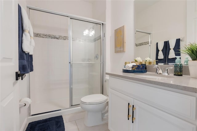 410 Cheeota Ct, Minneola, FL 34715 - full bathroom featuring vanity, a shower stall, and tile patterned flooring