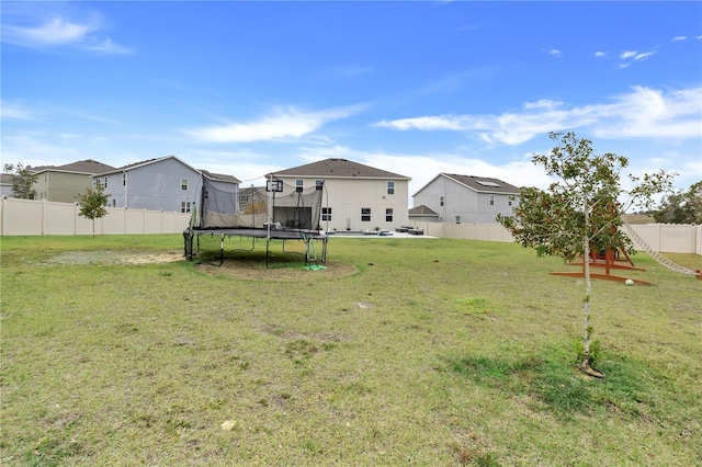 410 Cheeota Ct, Minneola, FL 34715 - fenced backyard with a trampoline and a residential view