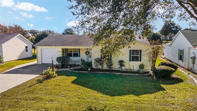 view of front facade featuring a front yard and a porch