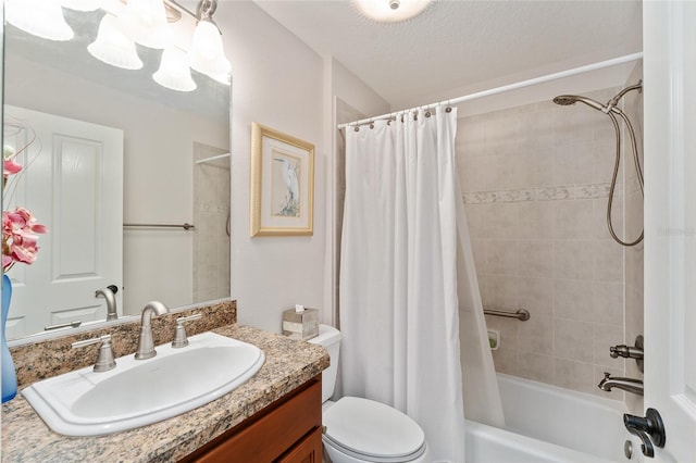 full bathroom featuring toilet, vanity, and shower / bath combo