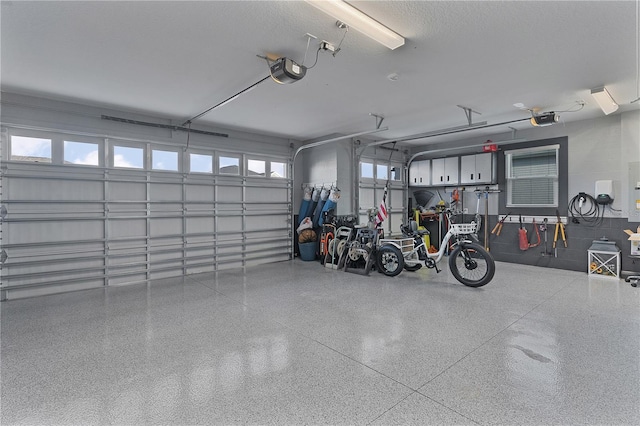 garage featuring a garage door opener and electric panel