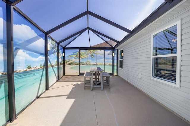 view of patio / terrace with glass enclosure