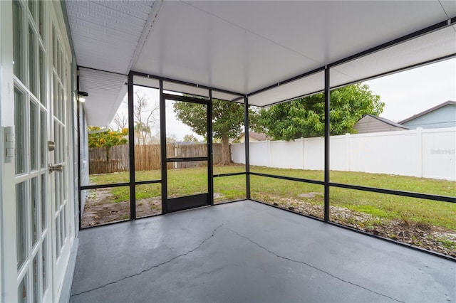 view of unfurnished sunroom