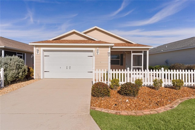 single story home with a garage