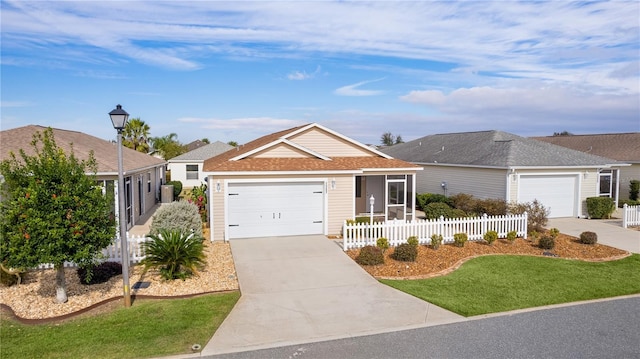 single story home with a front lawn and a garage