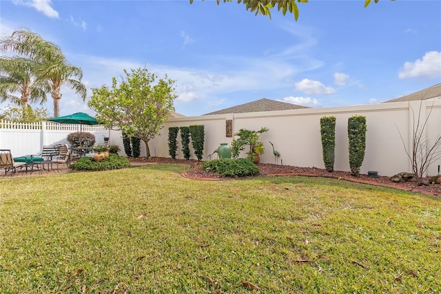 view of yard featuring a patio