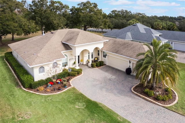 view of front of home with a front lawn