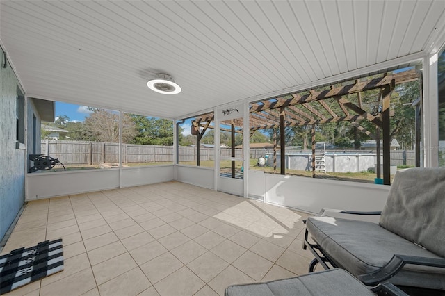 view of unfurnished sunroom