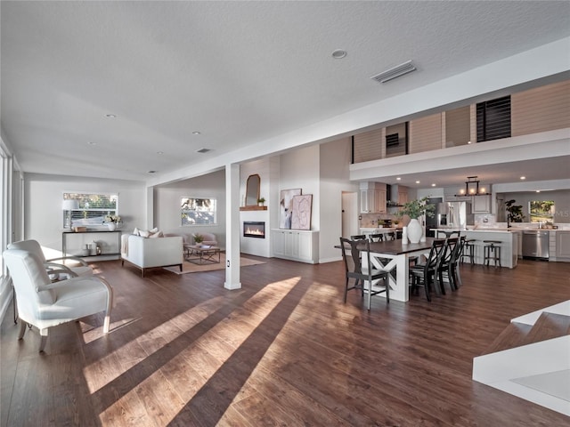 living room featuring dark hardwood / wood-style flooring