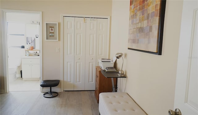 interior space with wood-type flooring and sink