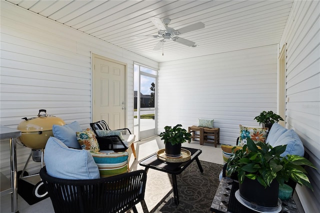 view of patio / terrace featuring ceiling fan