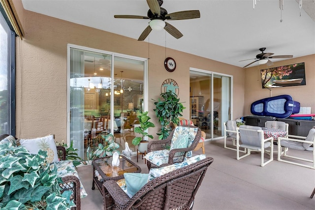 view of patio / terrace featuring outdoor lounge area and ceiling fan