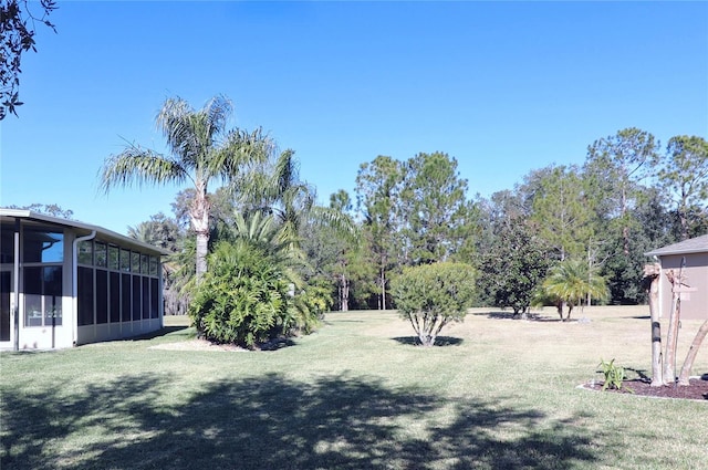 view of yard with a sunroom