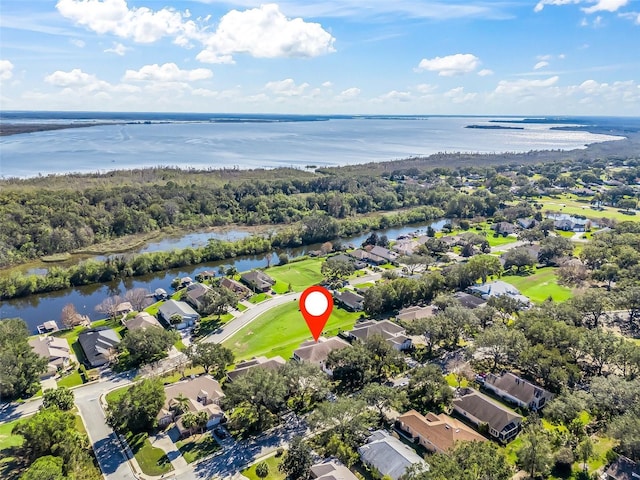 bird's eye view featuring a water view