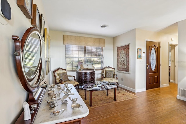 living area with light wood-type flooring