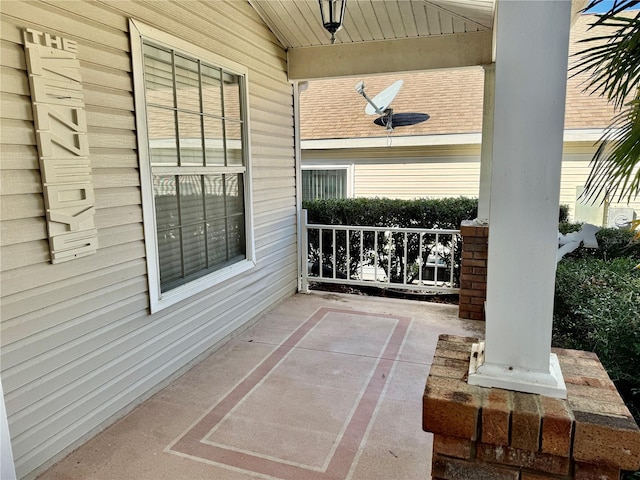 view of patio featuring a porch