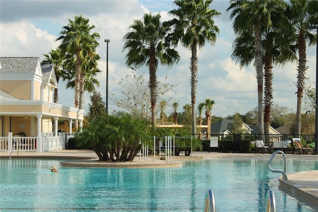 view of pool featuring a patio