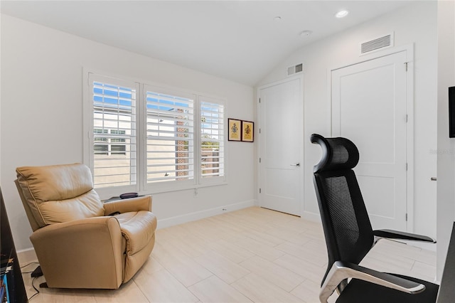 office with vaulted ceiling