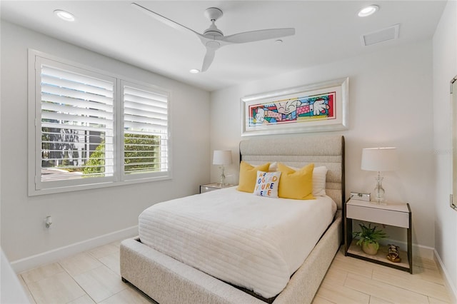 bedroom featuring ceiling fan