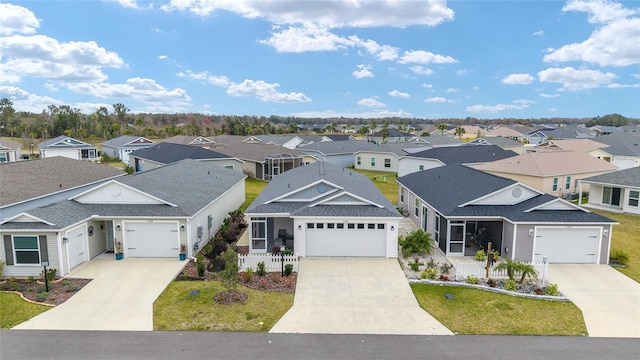 view of front of property with a front lawn and a garage