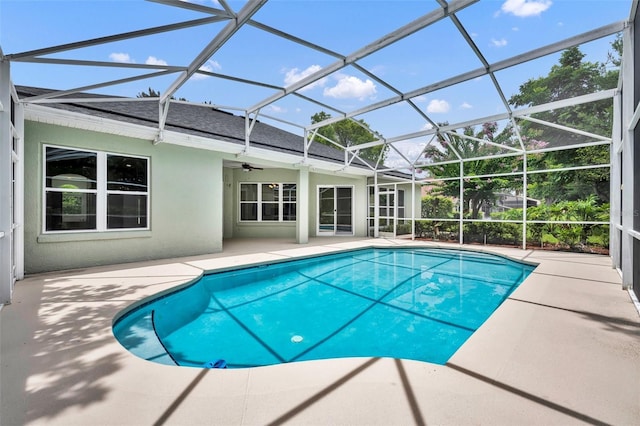 11941 Graces Way, Clermont, FL 34711 - swimming pool featuring a patio and a ceiling fan