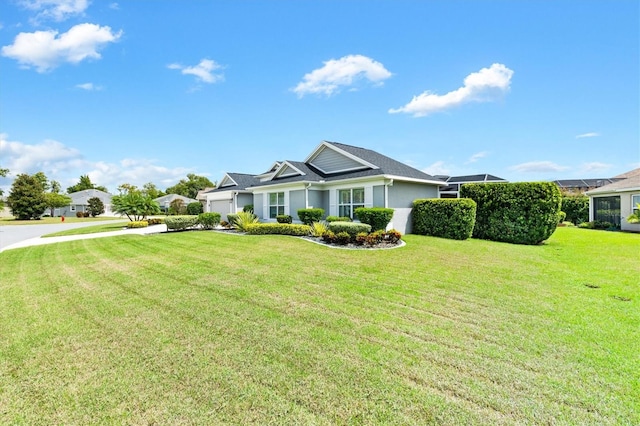 single story home with a front yard