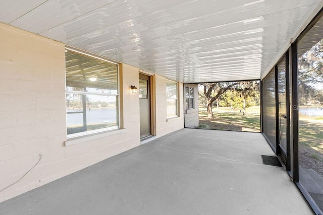 view of unfurnished sunroom