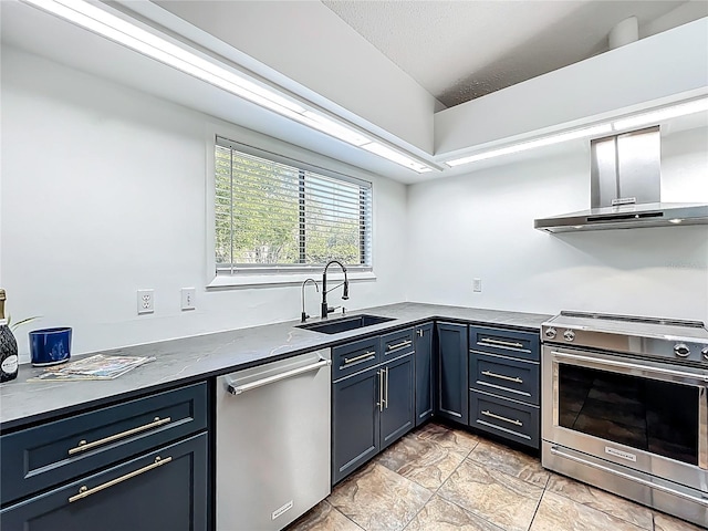 1701 Cedar Stone Ct, Lake Mary, FL 32746 - kitchen with stainless steel appliances, island exhaust hood, a sink, and dark countertops