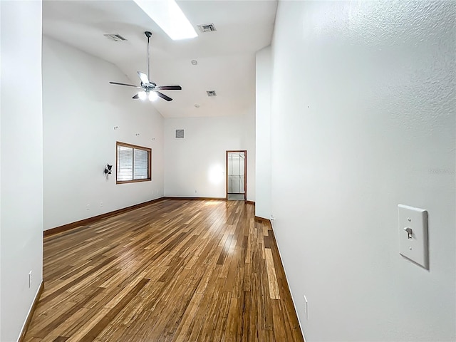 1701 Cedar Stone Ct, Lake Mary, FL 32746 - empty room featuring high vaulted ceiling, wood-type flooring, and a ceiling fan