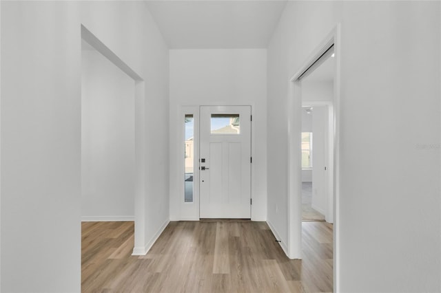 foyer featuring light wood-type flooring