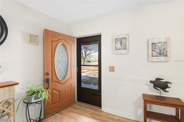 entrance foyer with light hardwood / wood-style flooring