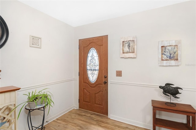 entrance foyer featuring light wood-type flooring