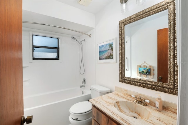 full bathroom with vanity, toilet, and tub / shower combination