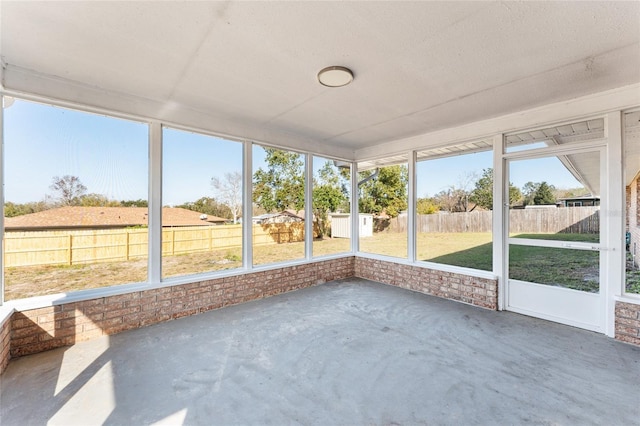 view of unfurnished sunroom