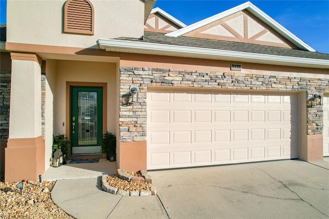 exterior space featuring a garage