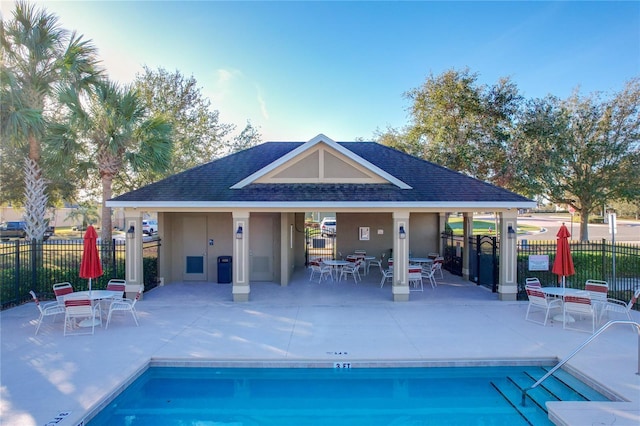 view of swimming pool with a patio