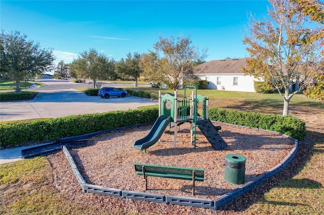 view of play area with a lawn