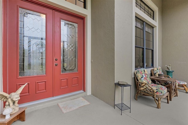 property entrance with french doors