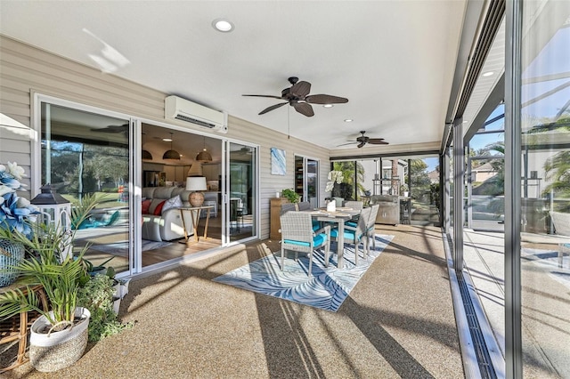 sunroom with a wall mounted AC