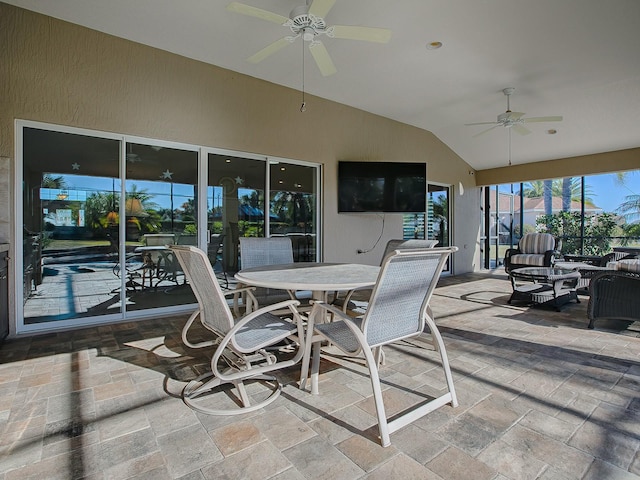 view of patio with ceiling fan