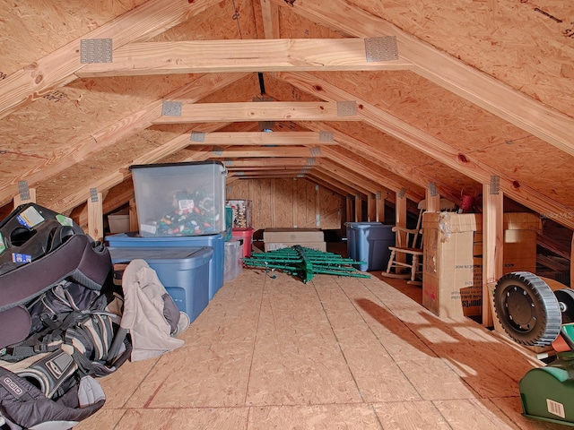 view of unfinished attic