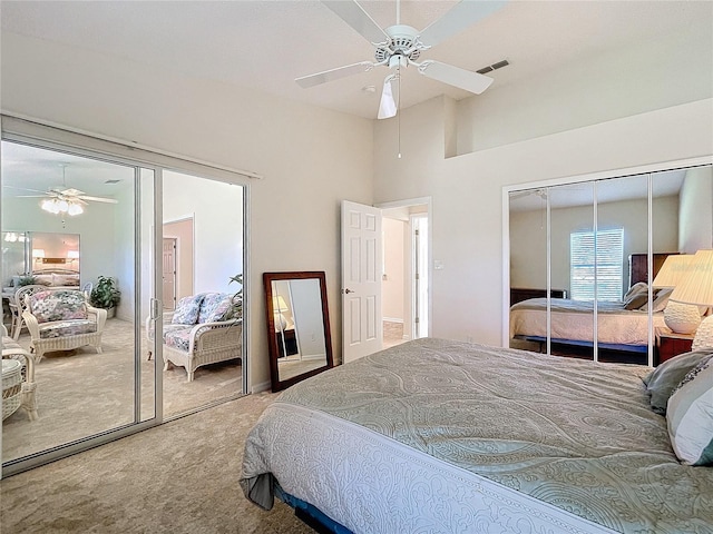 bedroom with carpet and ceiling fan