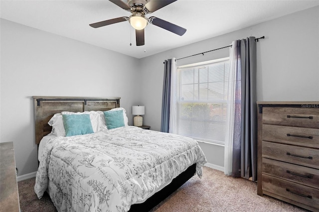 bedroom with carpet flooring and ceiling fan