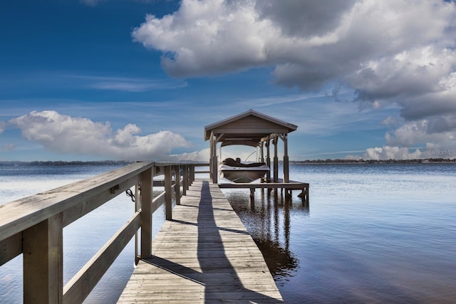 view of dock featuring a water view