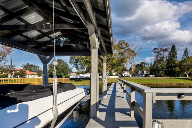 view of dock featuring a water view